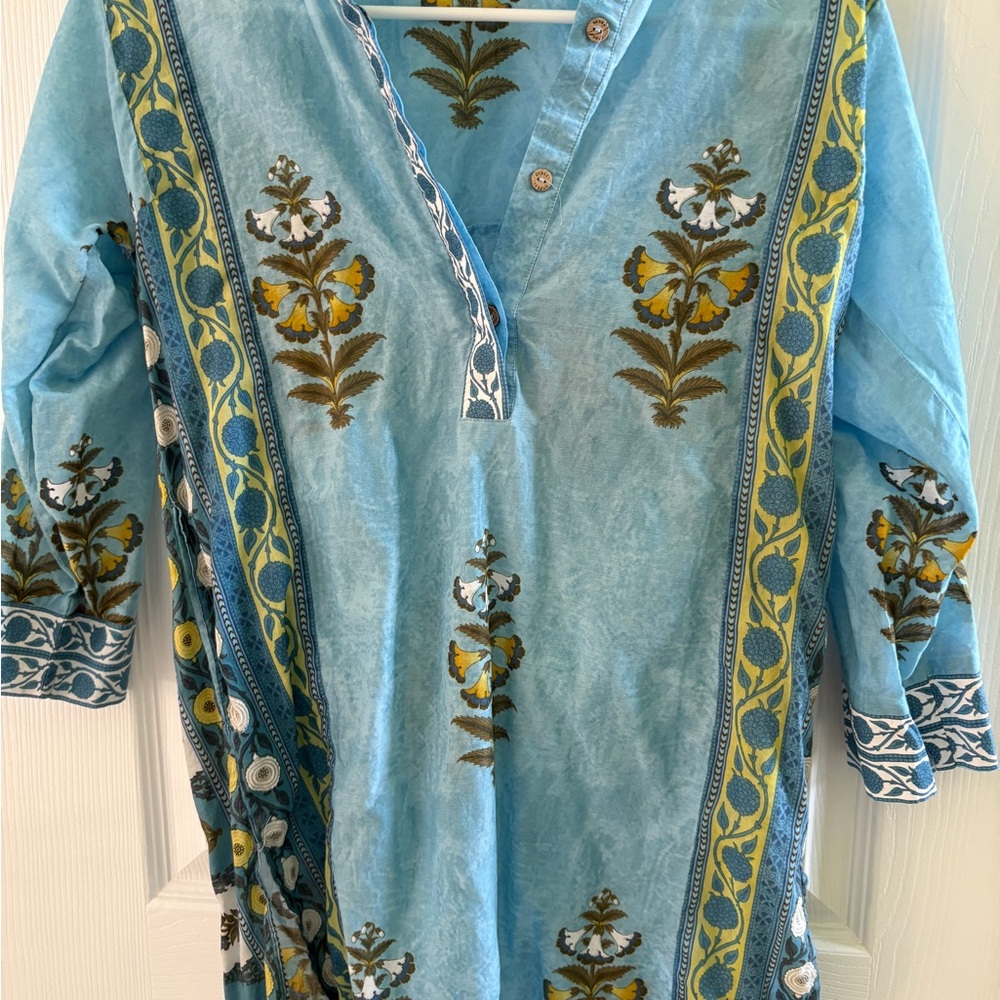 Floral Khaadi Embroidered Blue Tunic